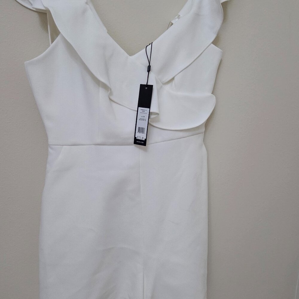 BCBG MaxAzria White Ruffle Trim Romper